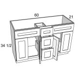 Vanity 60Wx34-1/2H 4 Door Antique Shaker