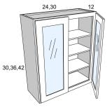 W2430GD - Moonlit Mist - Double Glass Ready Door Wall Cabinet with Finished Interior
