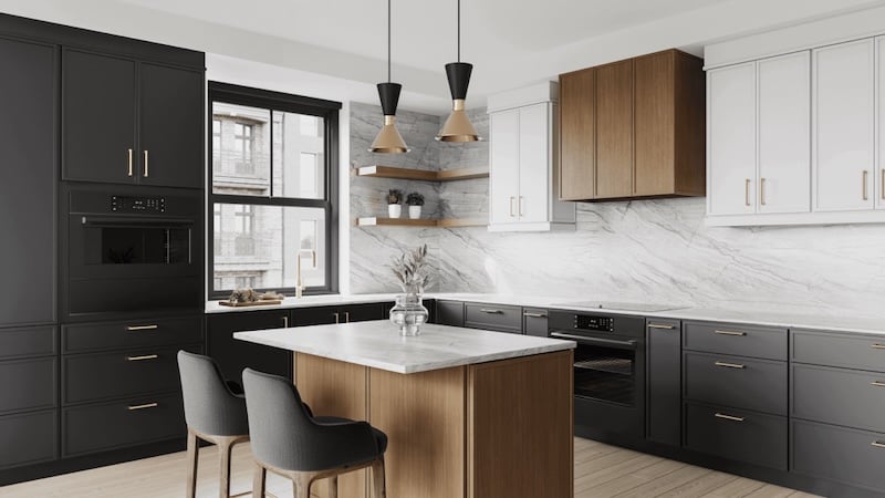 Black Slim Shaker Kitchen Cabinets