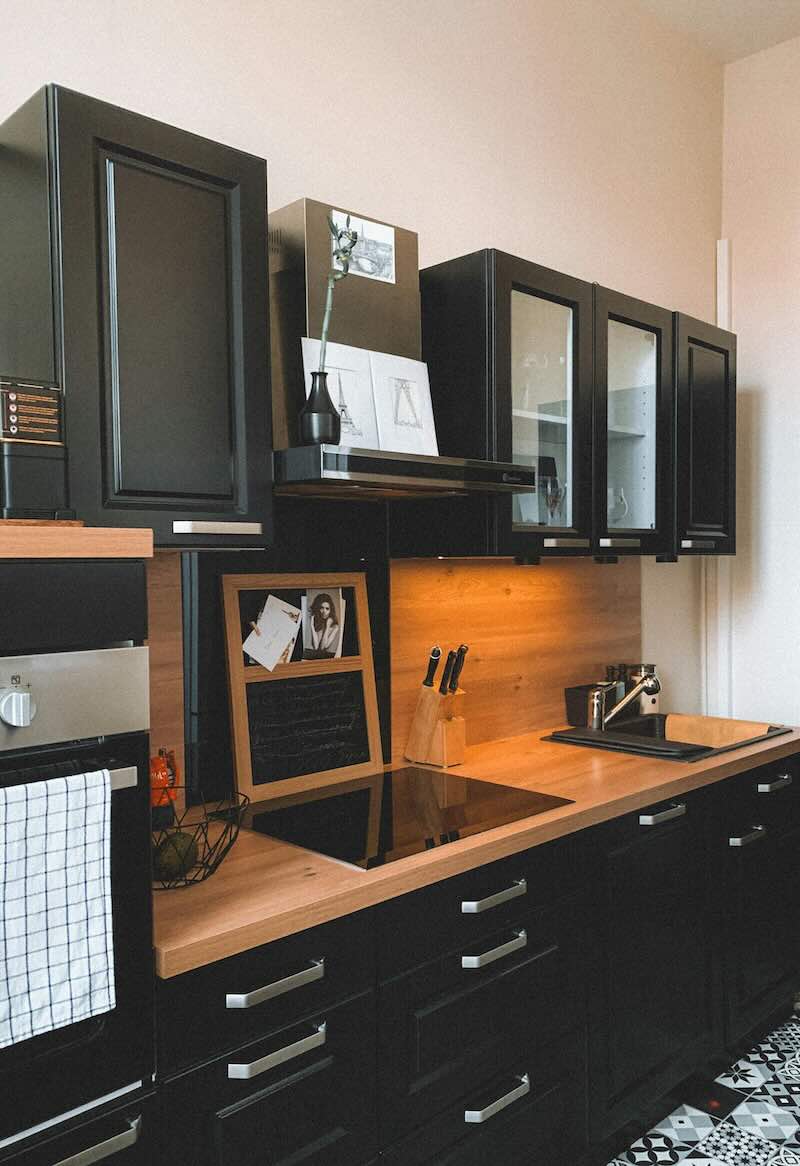 Black Wood Kitchen Cabinets