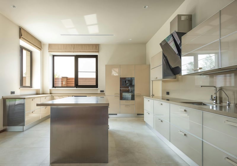 Shiny Frameless Kitchen Cabinets