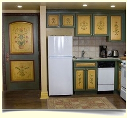 Example of decorative painting to decorate old kitchen cabinets.